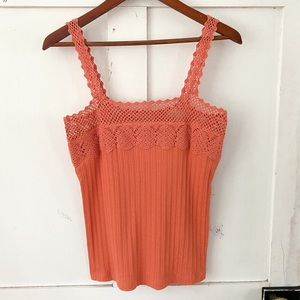 Free People crochet top ribbed fitted tank size S